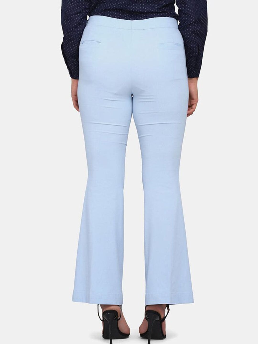 Bell Bottom Stretch Trousers For Women - Sky Blue