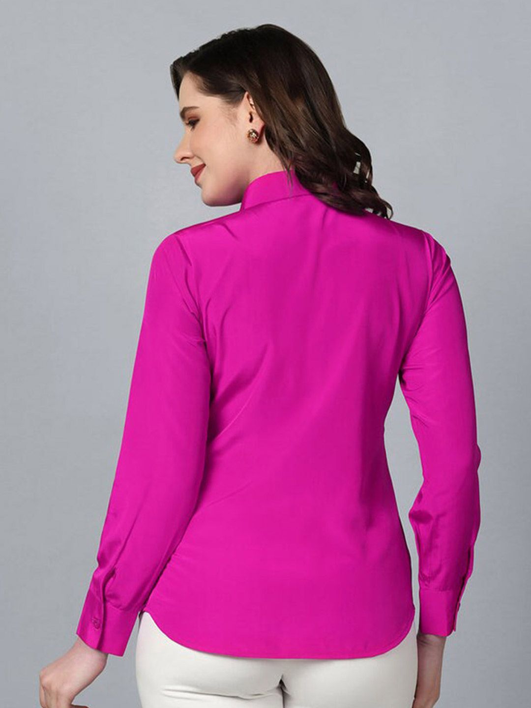 Collared Crepe Shirt- Pink