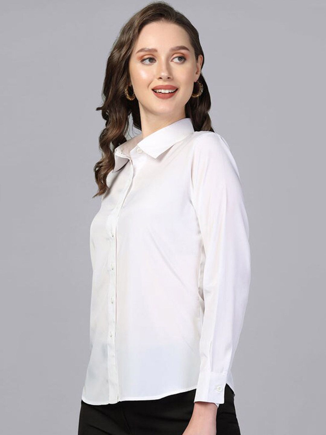 Collared crepe shirt - White