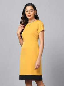 Stretch Sheath Dress- Mustard