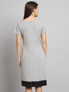 Stretch Color blocked Dress- Grey