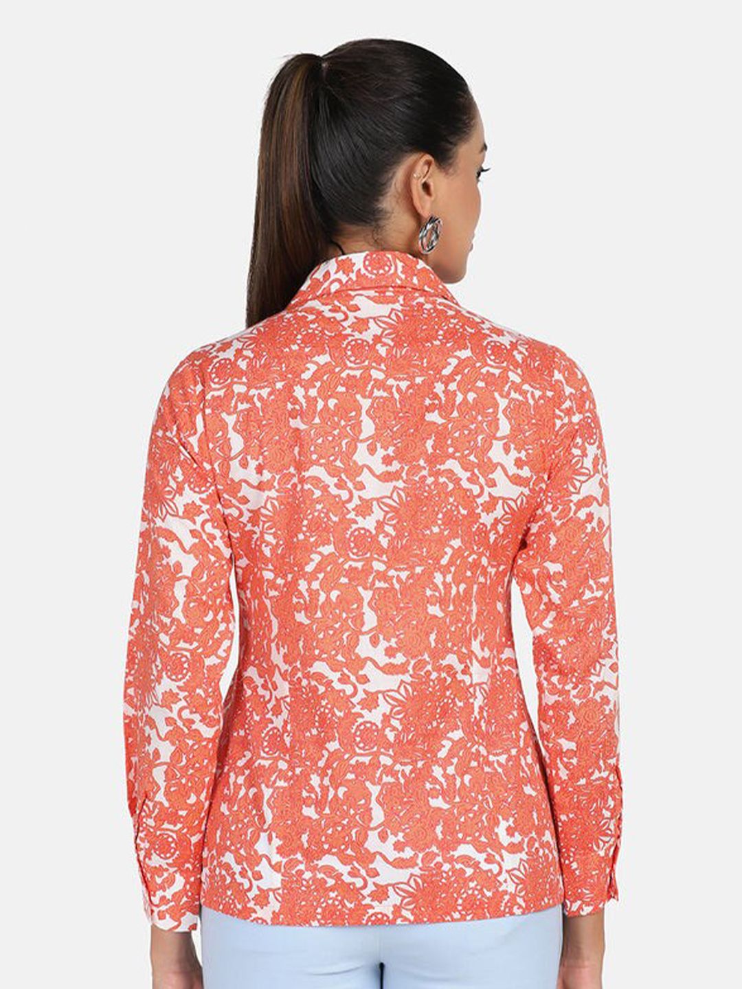 Cotton Printed Shirt - Orange