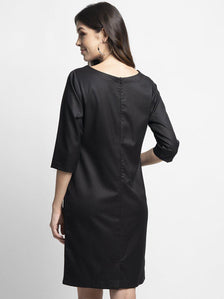 Poly Cotton Sheath Dress - Black