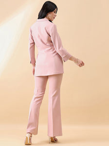 Tie Stretch Pant Suit - Pink