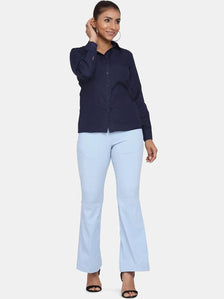 Bell Bottom Stretch Trousers For Women - Sky Blue