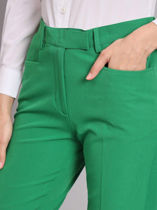 Regular Fit Mid Waist Trouser - Parrot Green