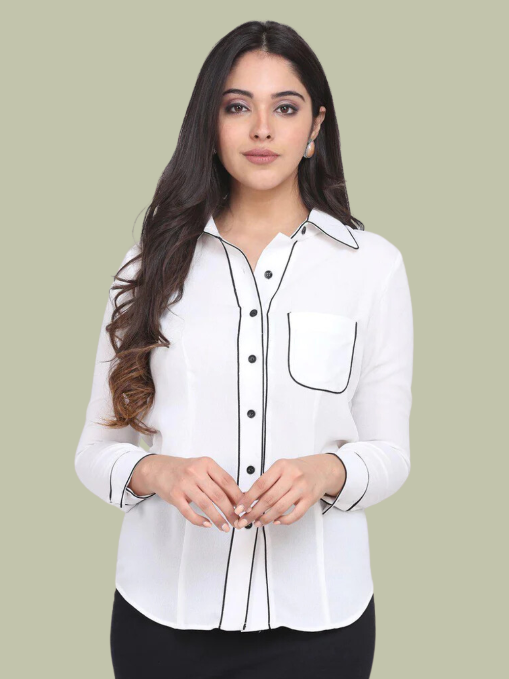 Buy White Poly Moss Collared Shirt - Shirts For Women | Power Sutra ...