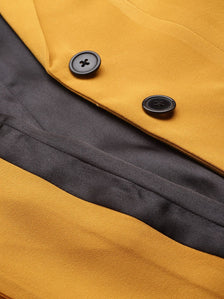 Notched Lapel Light Weight Stretch Blazer - Mustard Yellow