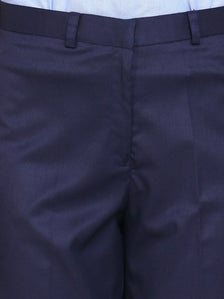 Poly Cotton Mid Waist Formal Trouser - Blue