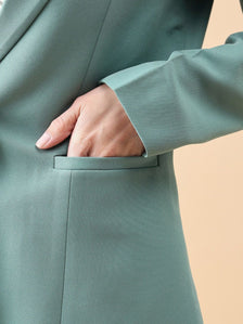 Notch Collar Stretch Pant Suit- Sage Green