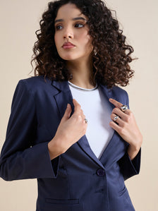 Poly Cotton Blazer - Blue