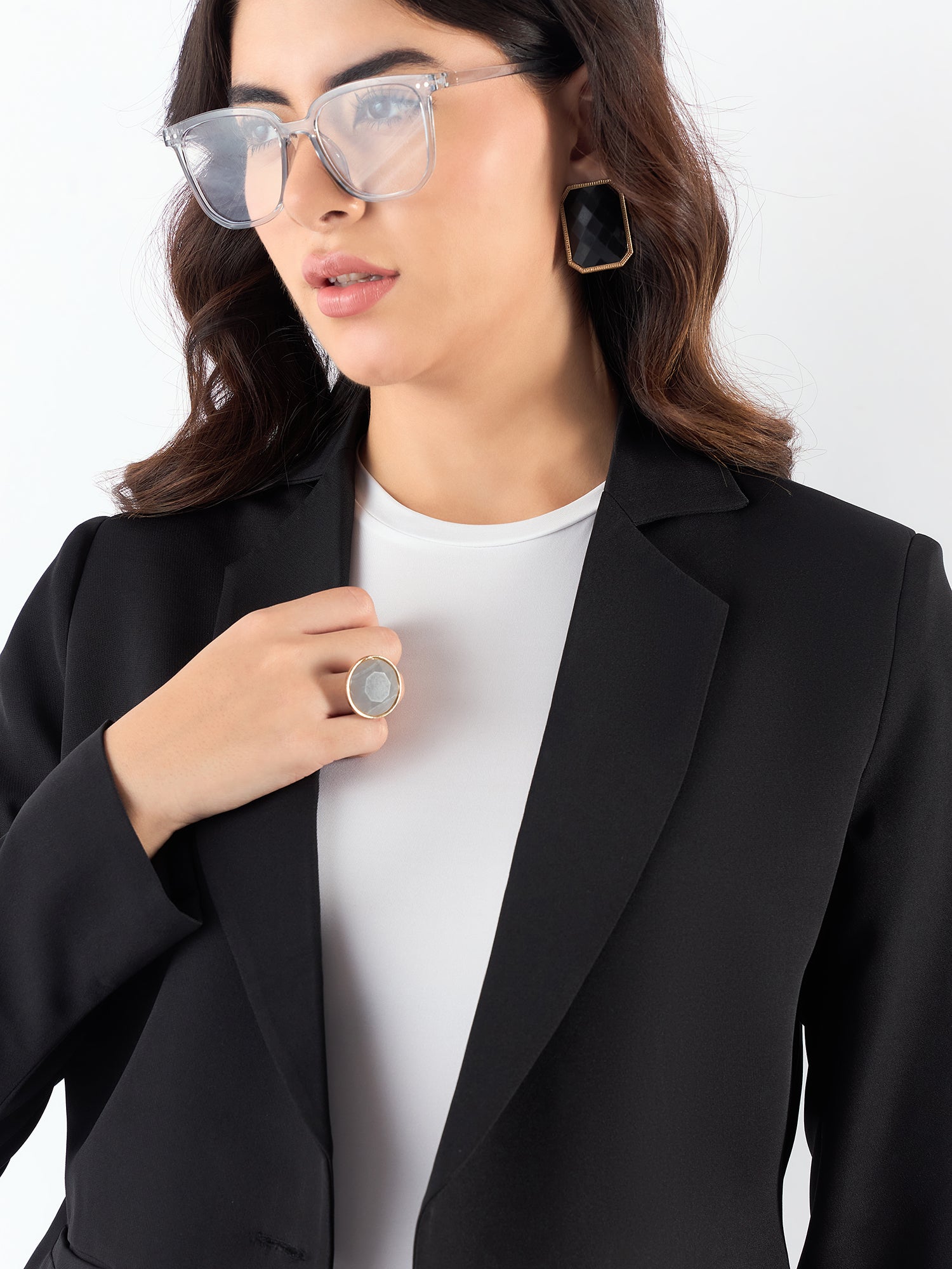 Chic Black Asymmetric Blazer