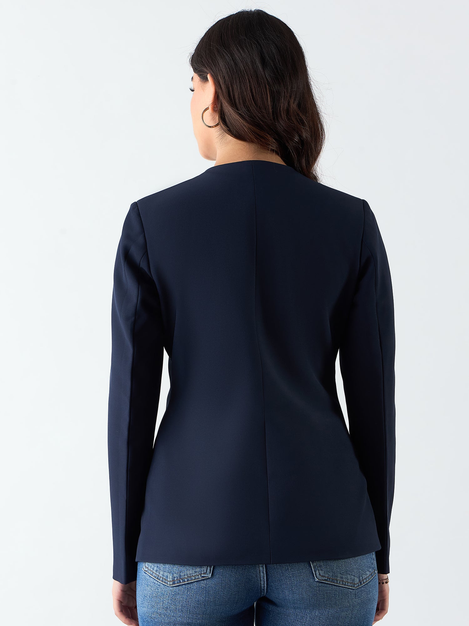 Minimalist Regular Fit Blazer In Stretchable Fabric