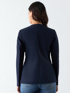 Minimalist Regular Fit Blazer In Stretchable Fabric