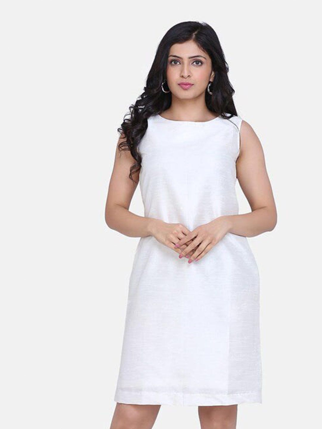 Dupioni Party Sheath Dress - Creamy White