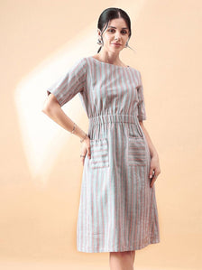 Linen Stripe Dress - Multi Color