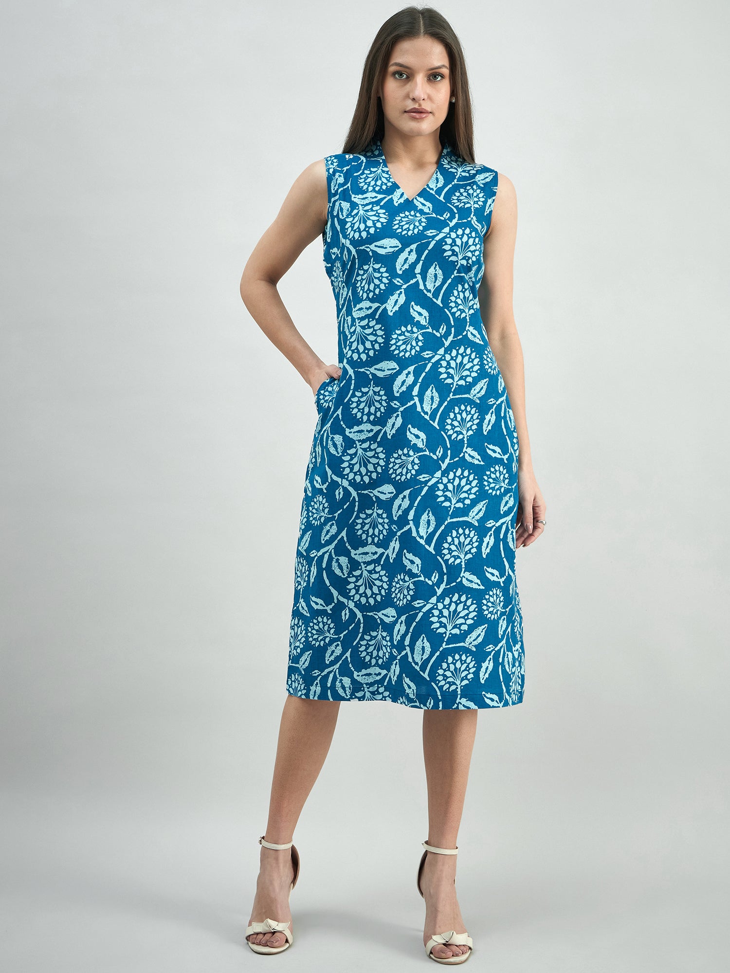 Women Floral Print Cotton Relaxed Fit A-Line Dress