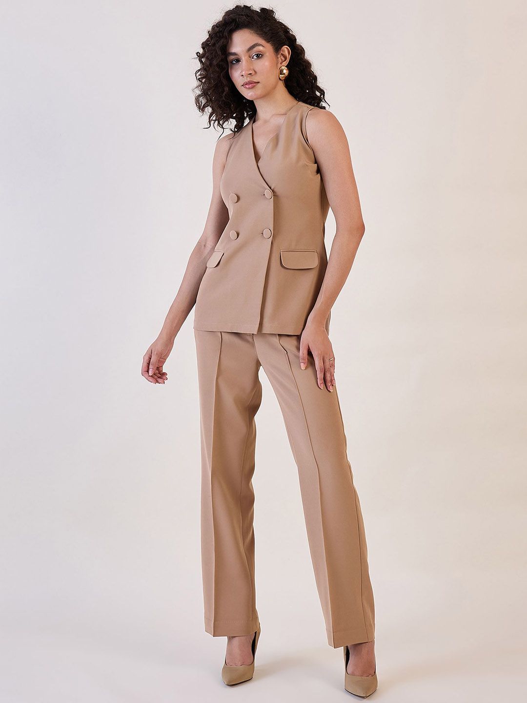 Brown Waistcoat Top With Trousers