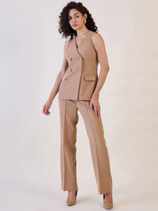 Brown Waistcoat Top With Trousers