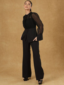 Black Solid Top With Trouser