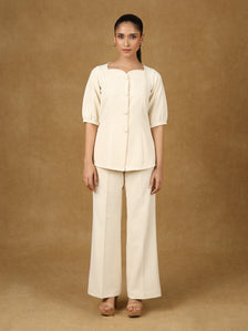 Ivory Grace Sweetheart Top With High Waisted Trouser Set In Stretchable Fabric