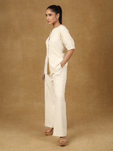 Ivory Grace Sweetheart Top With High Waisted Trouser Set In Stretchable Fabric