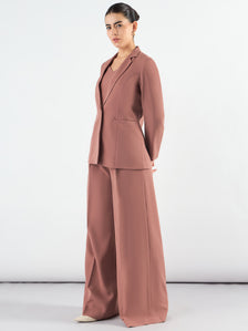 Dusty Peach Classic 3-Piece Suit In Stretchable Fabric