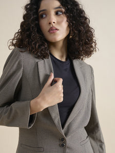 Notched Lapel Refined Check Blazer Paired With Trouser In 4-Way Stretch Fabric