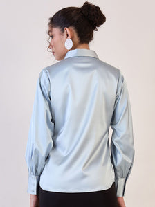 Grey Balloon Sleeve Regular Shirt