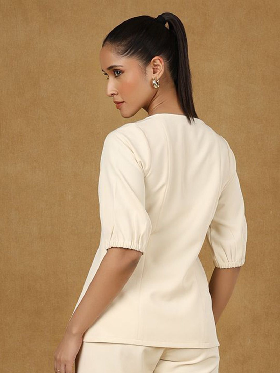 Ivory Solid Sweetheart Neck Top