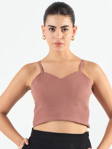 Dusty Peach Classic Cropped Bustier In Stretchable Fabric