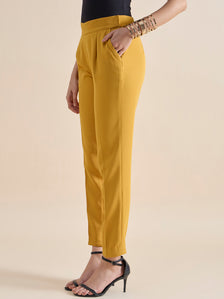 Women's Slim Fit Stretch Trouser - Mustard Yellow