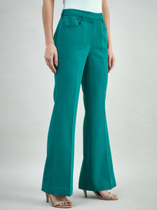 Mid Waist Slim Fit & Flared Stretchable Trouser