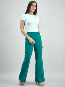 Mid Waist Slim Fit & Flared Stretchable Trouser