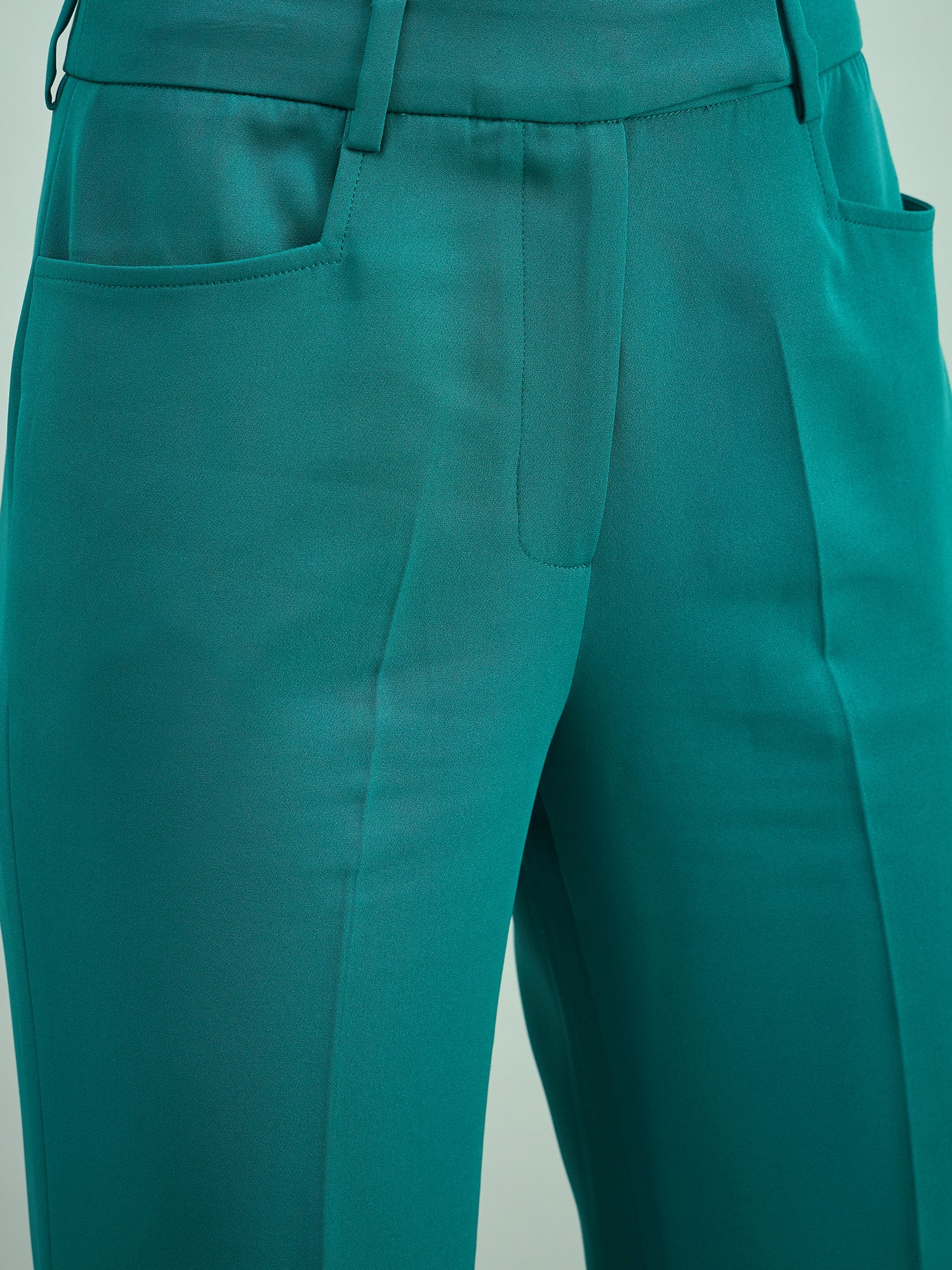 Mid Waist Slim Fit & Flared Stretchable Trouser