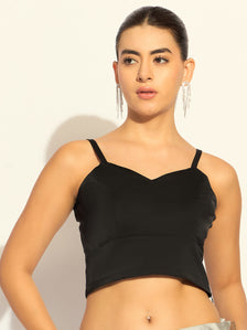 Elegant Black Satin Bustier In Soft Satin Fabric