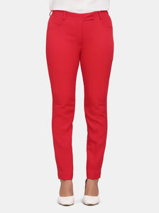 Red slim fit trousers for a stylish, tailored look.