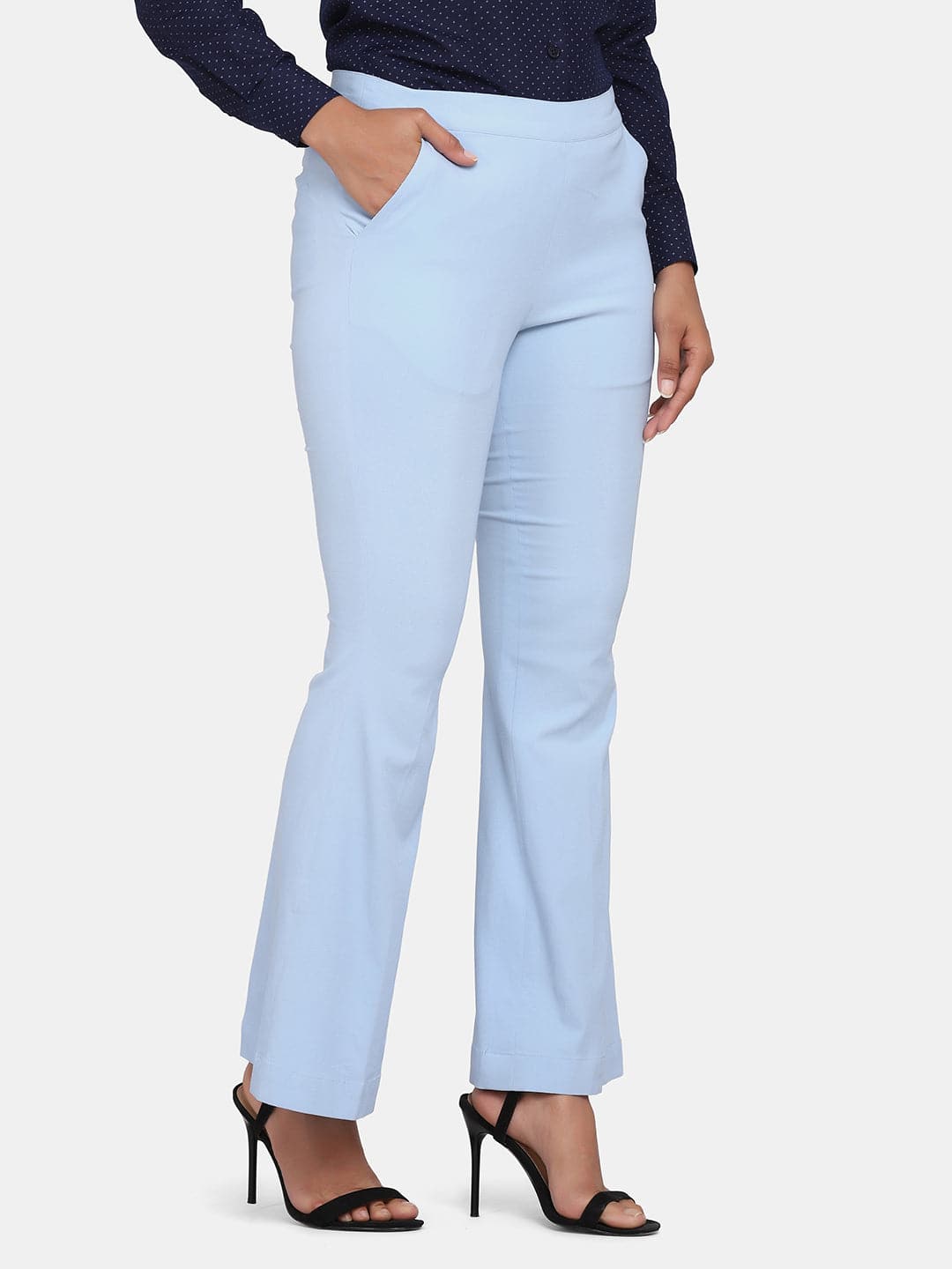 Salt Attire Women's Sky Blue Formal Side Zip Pant